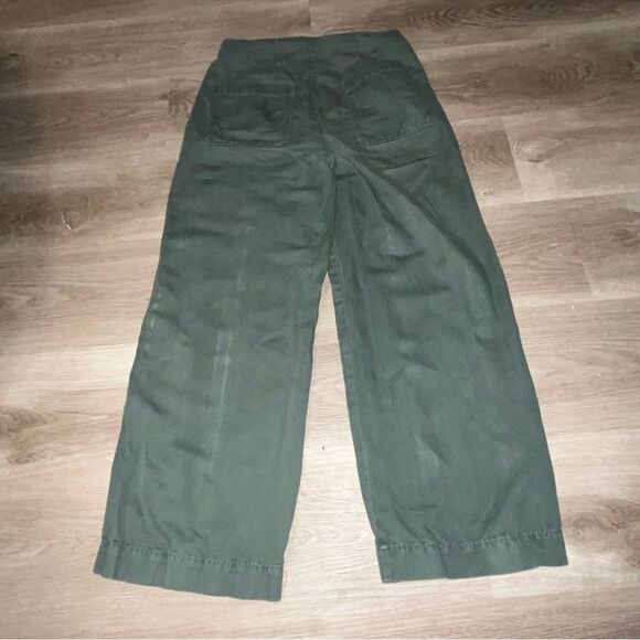 Women's Loft Olive Green Wide Leg Cropped Pants - Picture 7 of 9